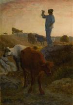 Jean Francois Millet - Bilder Gemälde - Calling Home the Cattle