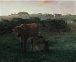 Jean Francois Millet - Bilder Gemälde - Frau beim Melken einer Kuh