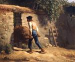 Jean Francois Millet  - Bilder Gemälde - Peasant with Wheelbarrow
