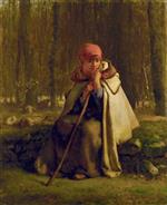 Jean Francois Millet  - Bilder Gemälde - Seated Shepherdess