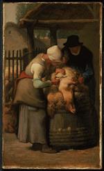 Jean Francois Millet  - Bilder Gemälde - Shearing Sheep