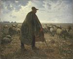 Jean Francois Millet  - Bilder Gemälde - Shepherd Tending His Flock
