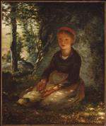 Jean Francois Millet  - Bilder Gemälde - Shepherdess Seated in the Shade