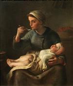 Jean Francois Millet  - Bilder Gemälde - The Baby's Cereal