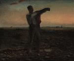 Jean Francois Millet  - Bilder Gemälde - The End of the Day, Effect of Evening