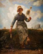 Jean Francois Millet  - Bilder Gemälde - The Spinner, Goatherd of the Auvergne