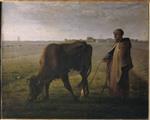 Jean Francois Millet  - Bilder Gemälde - Woman Grazing her Cow