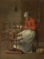 Jean Francois Millet  - Bilder Gemälde - Woman Spinning