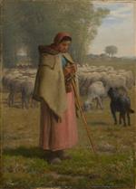 Jean Francois Millet  - Bilder Gemälde - Young Girl Guarding Sheep