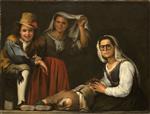 Bartolome Esteban Perez Murillo  - Bilder Gemälde - Four Figures on a Step