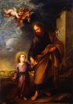 Bartolome Esteban Perez Murillo  - Bilder Gemälde - Saint Joseph Leading the Christ Child