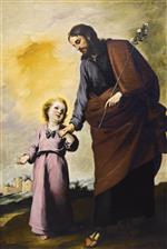 Bartolome Esteban Perez Murillo  - Bilder Gemälde - St. Joseph with the Christ Child