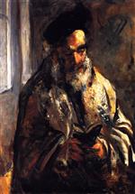 Lesser Ury - Bilder Gemälde - A Jewish Man in His Prayer Shawl