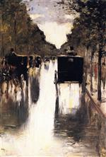 Lesser Ury - Bilder Gemälde - Berlin Avenue with Carriages