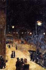 Lesser Ury - Bilder Gemälde - Berlin Street at Night
