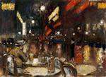Lesser Ury - Bilder Gemälde - Café de la Paix at Night, Paris