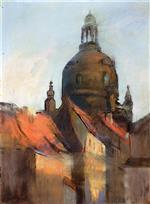 Lesser Ury - Bilder Gemälde - Dome of the Frauenkirche in Dresden