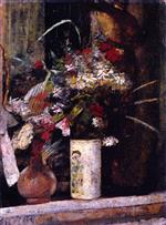 Lesser Ury  - Bilder Gemälde - Flowers on the Mantel