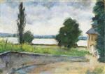 Lesser Ury  - Bilder Gemälde - House by the Lake