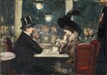 Lesser Ury  - Bilder Gemälde - In Café Bauer