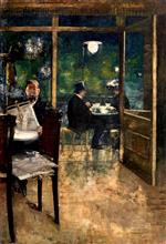 Lesser Ury  - Bilder Gemälde - In Café Bauer, Berlin