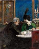 Lesser Ury  - Bilder Gemälde - In Café Victoria