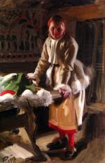 Anders Zorn  - Peintures - Jeune fille en manteau d´hiver