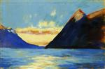 Lesser Ury  - Bilder Gemälde - Lake Garda with Mount Baldo