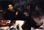 Lesser Ury  - Bilder Gemälde - Lesser Ury Smoking in His Studio