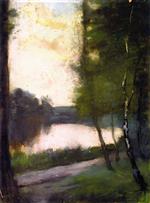 Lesser Ury  - Bilder Gemälde - Märkisch Lake in the Evening