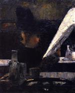 Lesser Ury  - Bilder Gemälde - Newspaper Reader in a Café