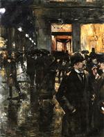 Lesser Ury  - Bilder Gemälde - Nocturnal Street Scene