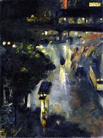 Lesser Ury  - Bilder Gemälde - Nollendorfplazt at Night