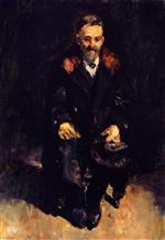 Lesser Ury  - Bilder Gemälde - Old Man in a Fur Coat
