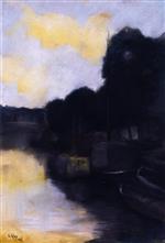 Lesser Ury  - Bilder Gemälde - On a Canal