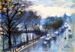 Lesser Ury  - Bilder Gemälde - Paris, Rainy Day at the Quai Voltair