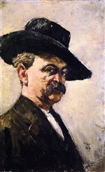 Lesser Ury  - Bilder Gemälde - Self-Portrait with Dark Hat