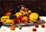 Lesser Ury  - Bilder Gemälde - Still Life with Fruit on a White Table