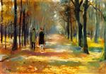 Lesser Ury  - Bilder Gemälde - Strolling in the Forest