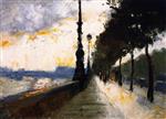 Lesser Ury  - Bilder Gemälde - Waterloo Bridge Emerging in the Sunlight