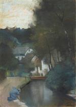 Lesser Ury  - Bilder Gemälde - Watermill on a Mountain Stream, Thüringen