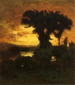 George Inness - Bilder Gemälde - Nach Sonnenuntergang