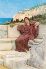 Sir Lawrence Alma Tadema  - Bilder Gemälde - A Female Figure Resting