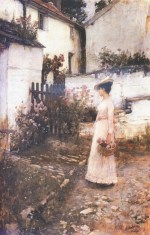 John William Waterhouse - Bilder Gemälde - Sommerblumen im Garten