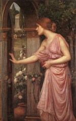 John William Waterhouse  - Bilder Gemälde - Psyche tritt in Armors Garten