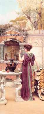 John William Godward - Peintures - Au Sanctuaire du jardin