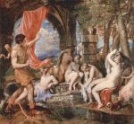 Tizian - Bilder Gemälde - Aktaion überrascht Diana beim Bade