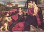 Tizian - Bilder Gemälde - Madonna mit der Heiligen Agnes und Heiligem Johannes der Täufer