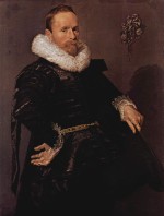 Frans Hals  - paintings - Portrait eines Mannes mit plissiertem Kragen, mit Hut in der linken Hand