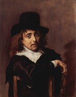 Frans Hals  - Bilder Gemälde - Portrait eines sitzenden Mannes mit einem Zweig in der rechten Hand